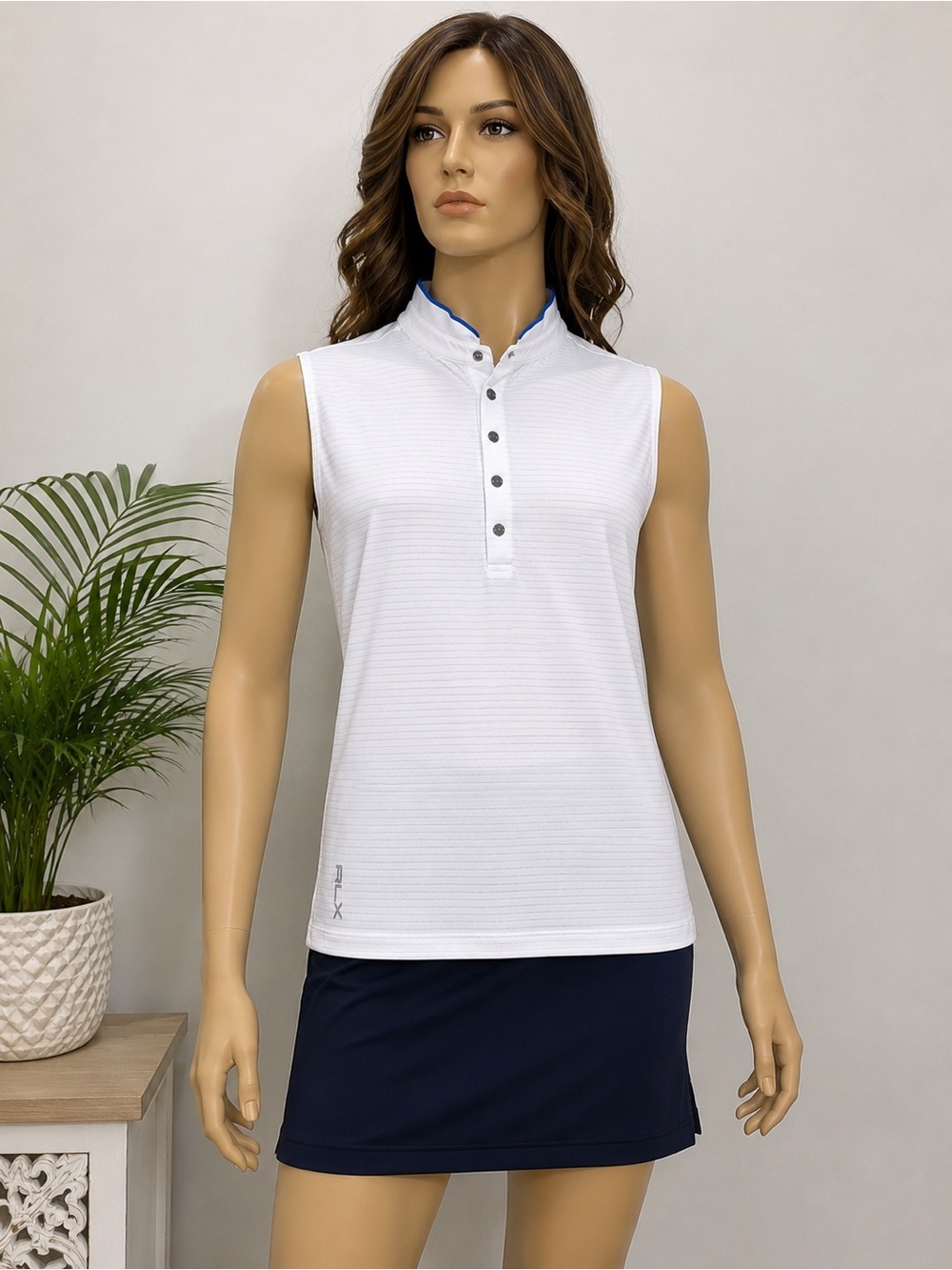 RLX Ralph Lauren women’s white sleeveless polo golf top size S